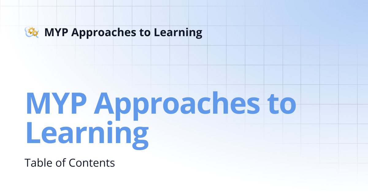 MYP Approaches to Learning