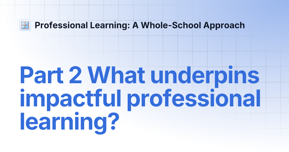Part 2 What underpins impactful professional learning? | Professional ...