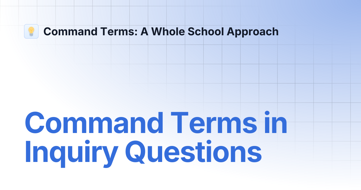 Command Terms in Inquiry Questions | Command Terms: A Whole School Approach